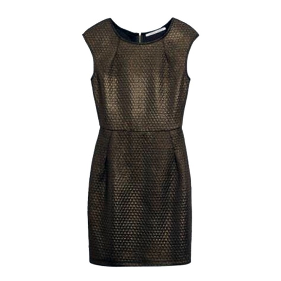 𝅺Collective Concepts Stitch Fix Helma Dress Gold Black Quilt Textured - Picture 10 of 12